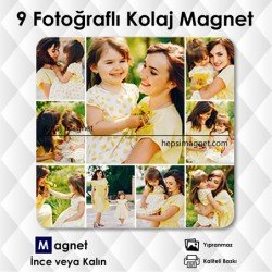 9 Fotoğraflı Kolajlı Magnet