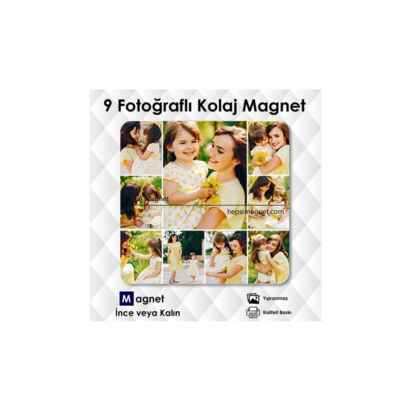 9 Fotoğraflı Kolajlı Magnet
