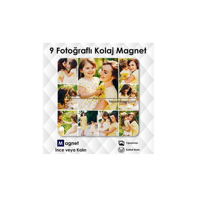 9 Fotoğraflı Kolajlı Magnet