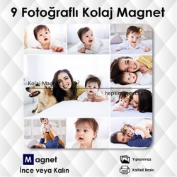 9' lu Kolajlı Fotoğrafdan Magnet