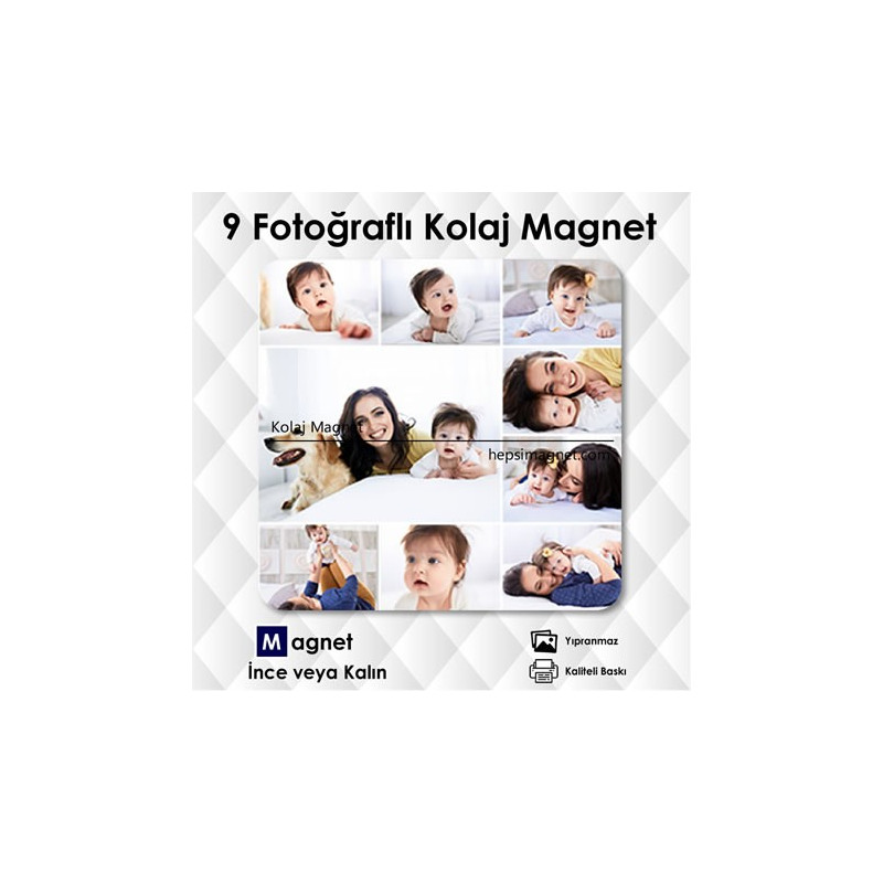 9' lu Kolajlı Fotoğrafdan Magnet