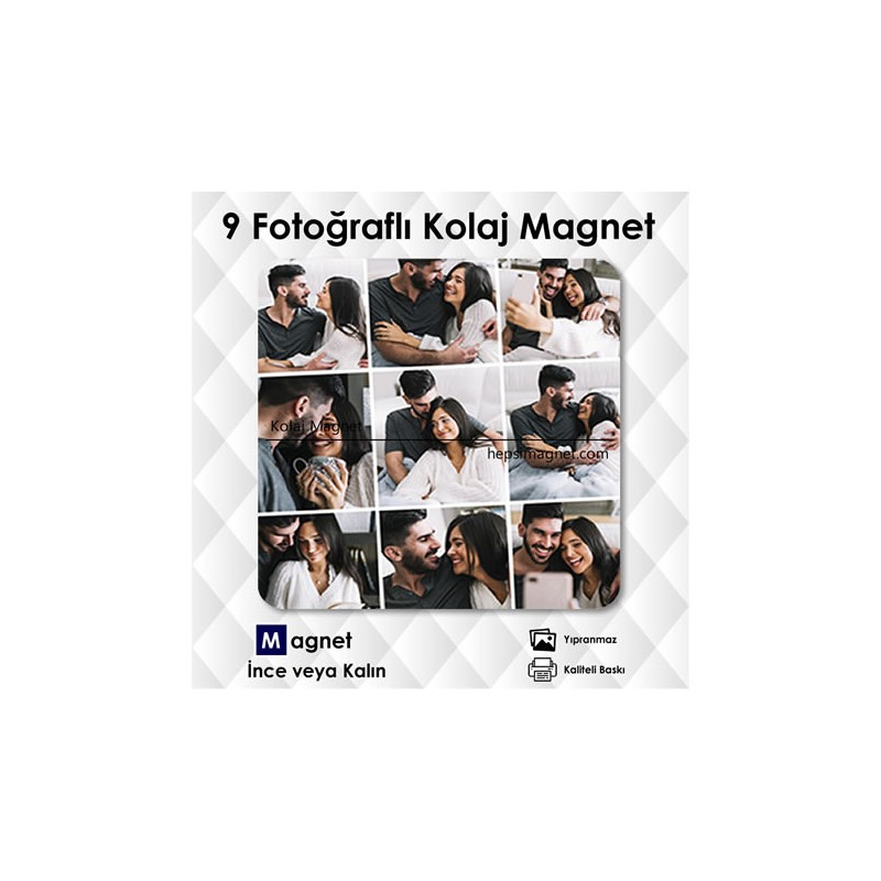 9 Fotoğraflı Kolajlı Buzdolabı Magneti