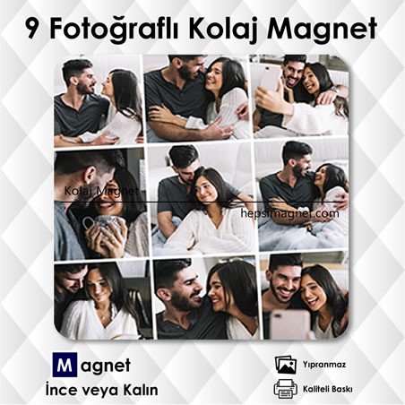 9 Fotoğraflı Kolajlı Buzdolabı Magneti