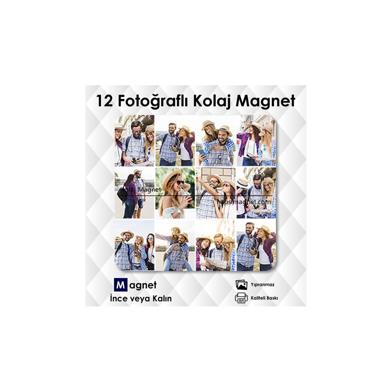 12 Resimli Kolajlı FotoMagnet