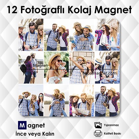 12 Resimli Kolajlı FotoMagnet