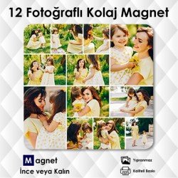 12 Fotoğraflı Kolajlı Magnet