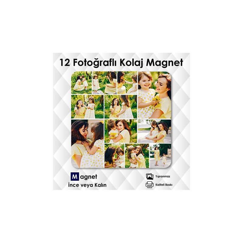 12 Fotoğraflı Kolajlı Magnet