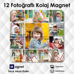 12 Resimli Kolajlı Buzdolabı Magnet