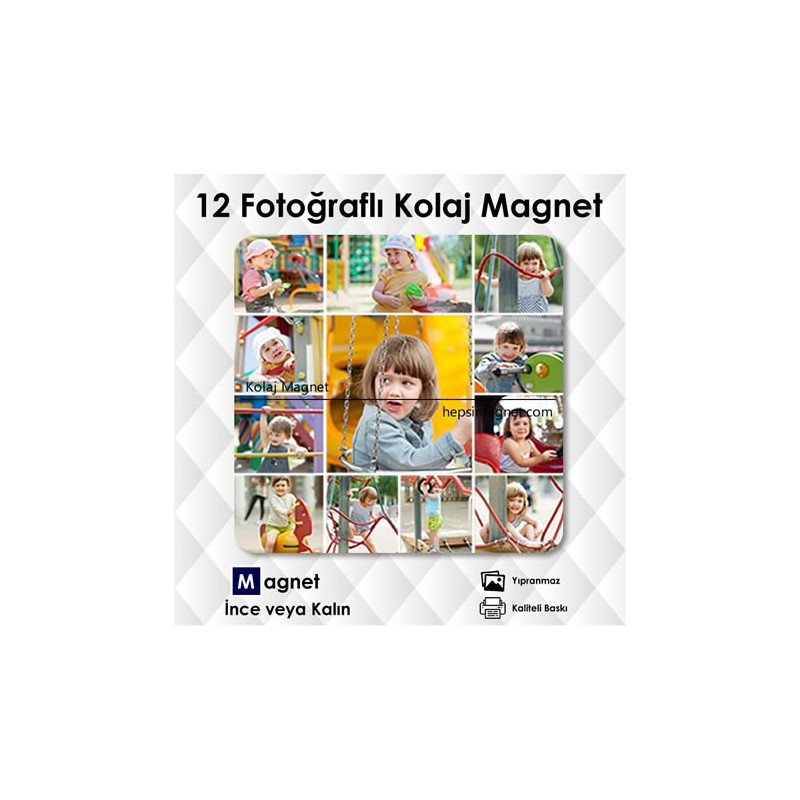 12 Resimli Kolajlı Buzdolabı Magnet