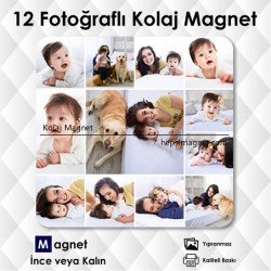 12 Resimli Kolajlı Kişiye Özel FotoMagnet