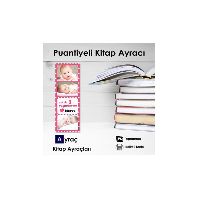 Puantiyeli 3 Resimli Kitap Ayracı