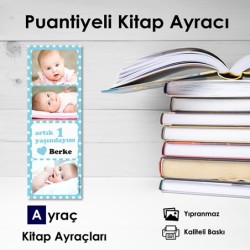 Puantiyeli Erkek Bebek 3 Resimli Kitap Ayracı