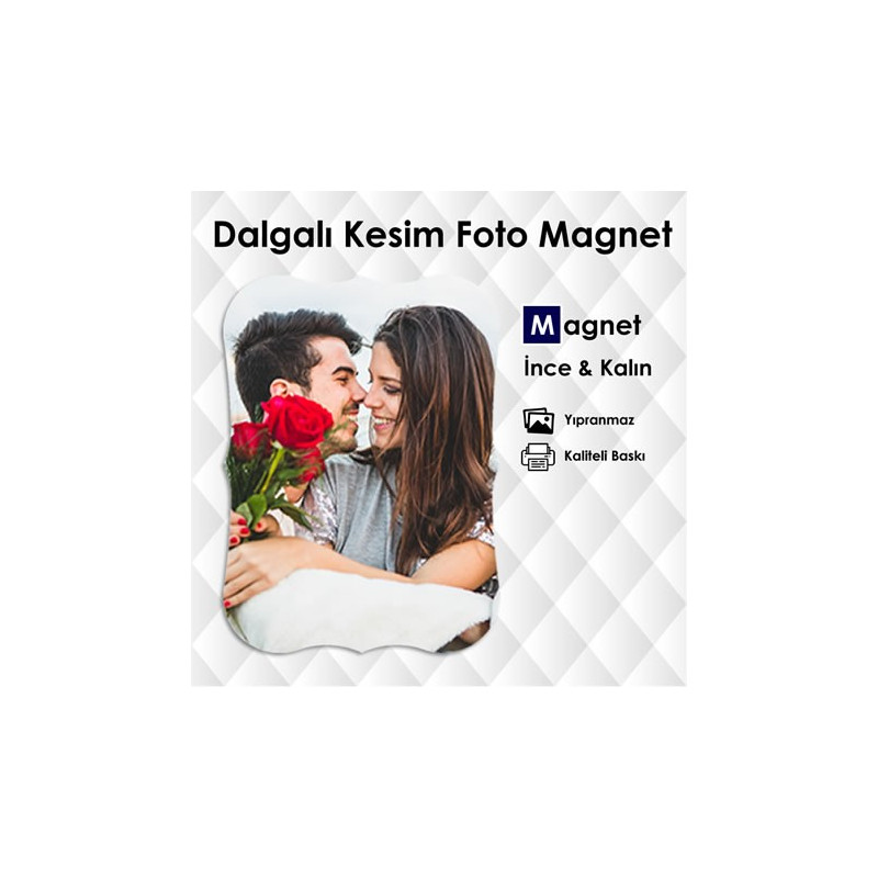 Dikey Fotoğraflı Dalgalı Kesim Şablonsuz Magnet