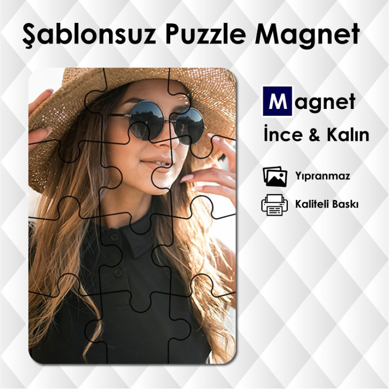 Resimleriniz İle Puzzle Kesim Magnet - Dikey