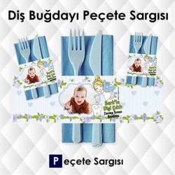 Diş Buğdayı Temalı Erkek Bebek Peçete Sargısı