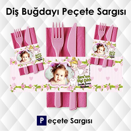 İlk Diş Temalı Kız Bebek Peçete Sargısı