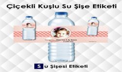 Kuşlu Yaş Günü  Su Şişesi Etiketi