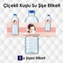 Kuşlu Yaş Günü  Su Şişesi Etiketi