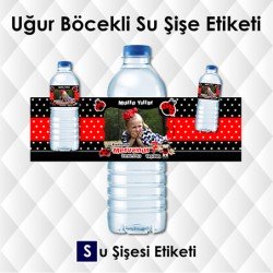 Uğur Böcekli Su Şişesi Etiketi