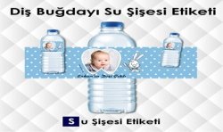 İlk Diş Temalı Erkek Bebek Su Şişesi Etiketi