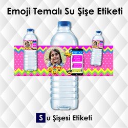 Emoji Temalı Su Şişesi Etiketi