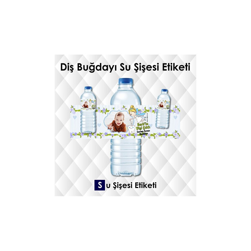 Diş Buğdayı Temalı Erkek Bebek  Su Şişesi Etiketi