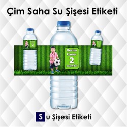 Çim Saha Futbol Temalı Su Şişesi Etiketi