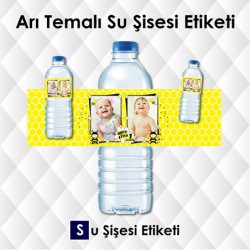 Arı Temalı Su Şişesi Etiketi