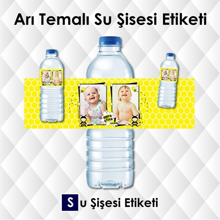 Arı Temalı Su Şişesi Etiketi