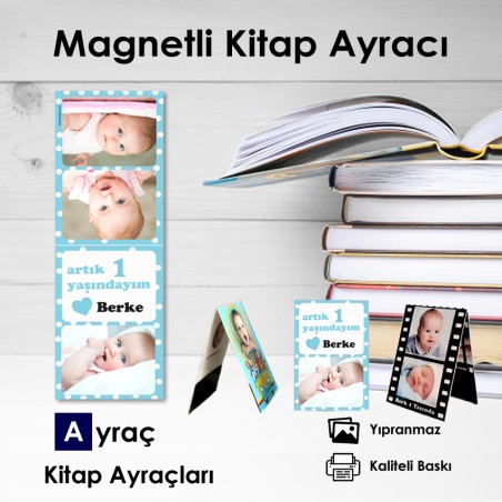 Puantiyeli Erkek Bebek 3 Resimli Magnetli Kitap Ayracı Puantiyeli Erkek Bebek 3 Resimli Magnetli Kitap Ayracı