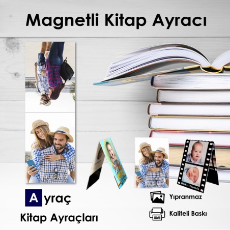 2 Resimli Şablonsuz Magnetli Kitap Ayracı