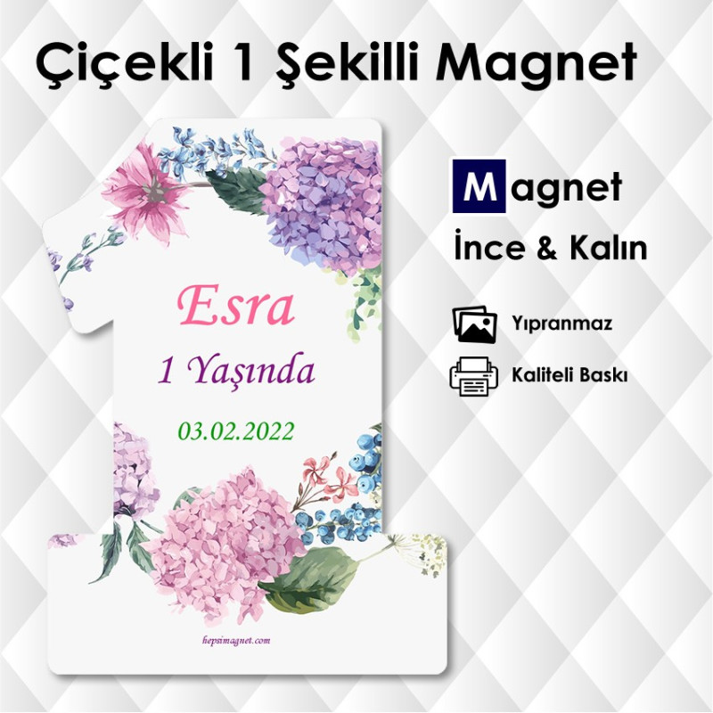 Çiçek Desenli 1 Şekilli Magnet