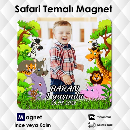 Safari Temalı Kare Magnet