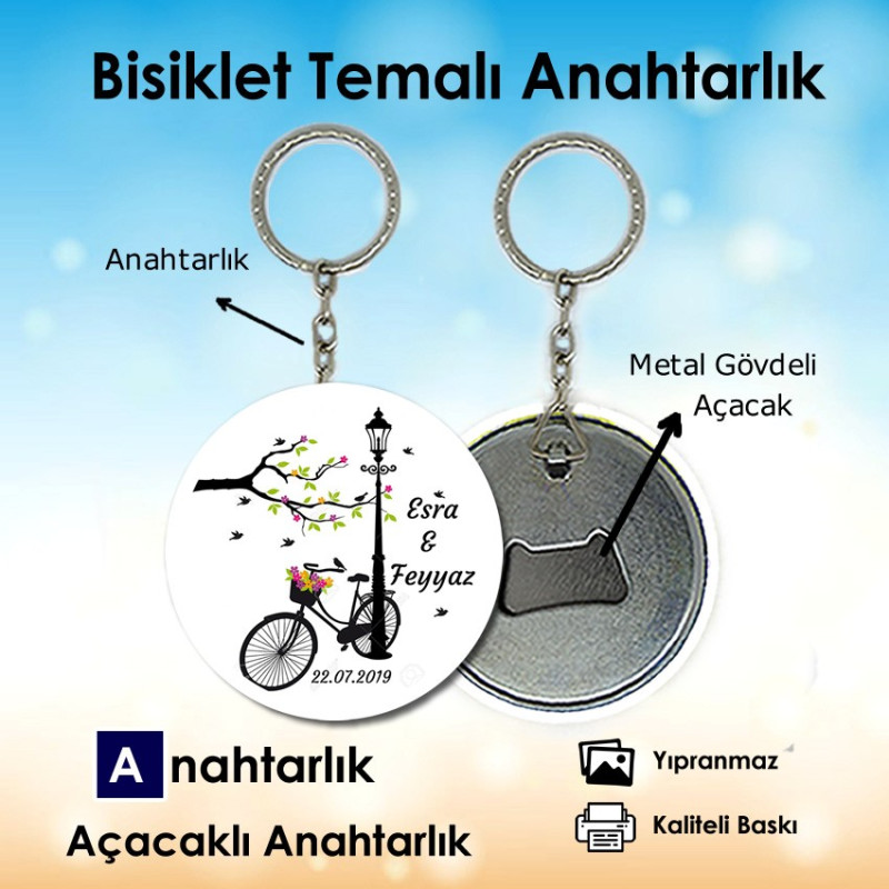 Bisiklet Tasarımlı Açacaklı Anahtarlık