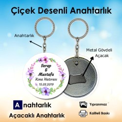 Çiçek Desenli Açacaklı Kına İçin Anahtarlık