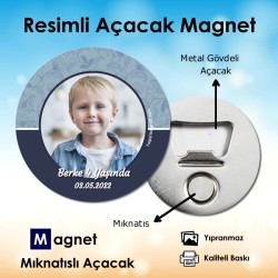 Resimli Mavi - Lacivert Tonlarda Açacaklı Magnet