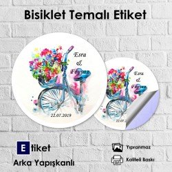 Bisiklet Temalı Yuvarlak Etiket