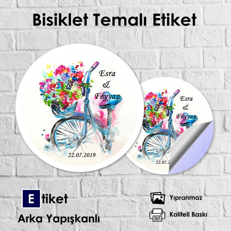 Bisiklet Temalı Yuvarlak Etiket