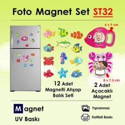 Resimli Magnet ve Ahşap Hayvanlar Seti SET32