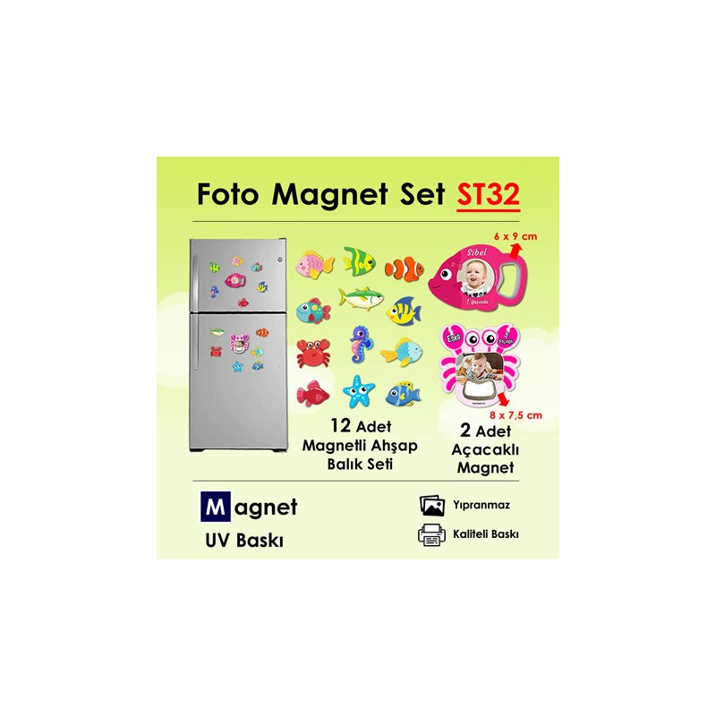 Resimli Magnet ve Ahşap Hayvanlar Seti SET32