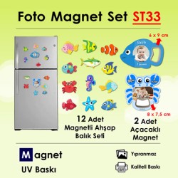 Resimli Magnet ve Ahşap Hayvanlar Seti SET33