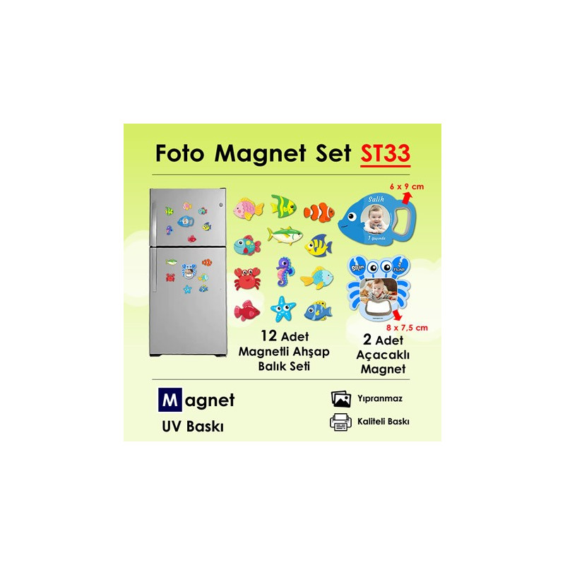 Resimli Magnet ve Ahşap Hayvanlar Seti SET33