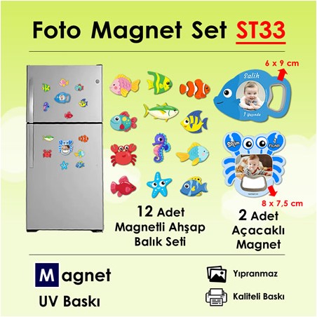 Resimli Magnet ve Ahşap Hayvanlar Seti SET33