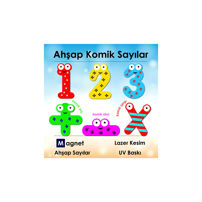 Mıknatıslı Komik Ahşap Sayılar ve 4 İşlem