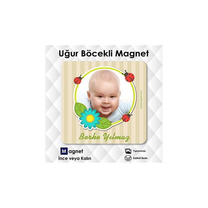 Çiçekli Kelebekli Fotoğraflı Magnet