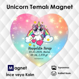 Kalp Şeklinde Unicorn Buzdolabı Magneti