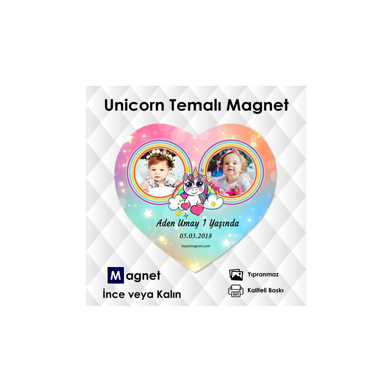 Kalp Şekilli Unicorn Magnet