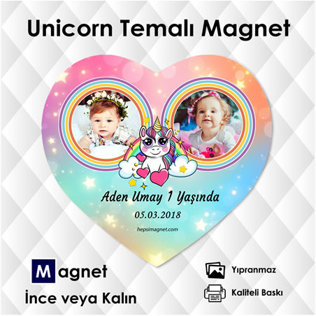 Kalp Şekilli Unicorn Magnet