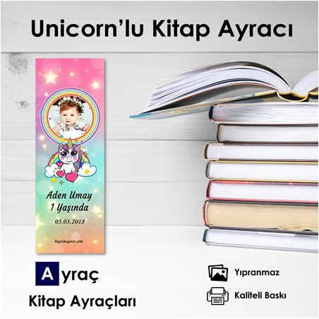 Unicorn Tasarımlı Resimli Kitap Ayracı