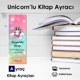 Unicorn Tasarımlı Resimsiz Hoşgeldin Bebek Kitap Ayracı